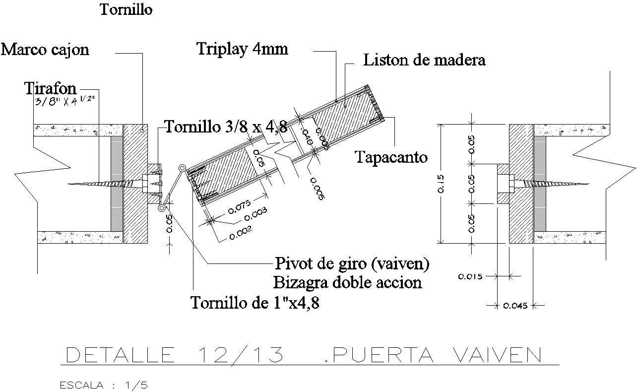 Swing door design with detail AutoCAD drawing, CAD file, dwg file