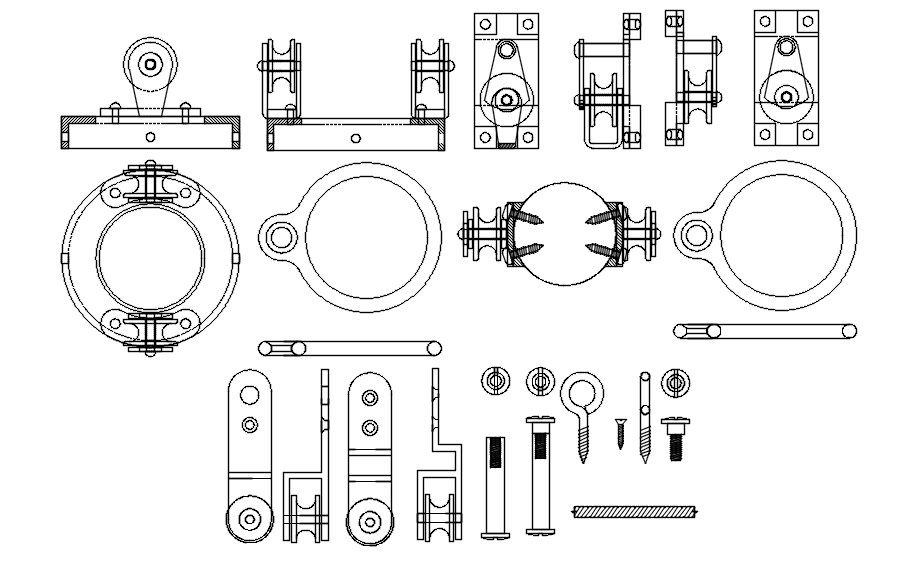 Swing fixtures design in AutoCAD 2D drawing, dwg file, CAD file