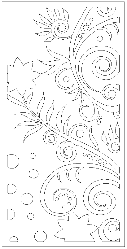 Swirling Leaves design decorative panel DWG autoCAD drawing