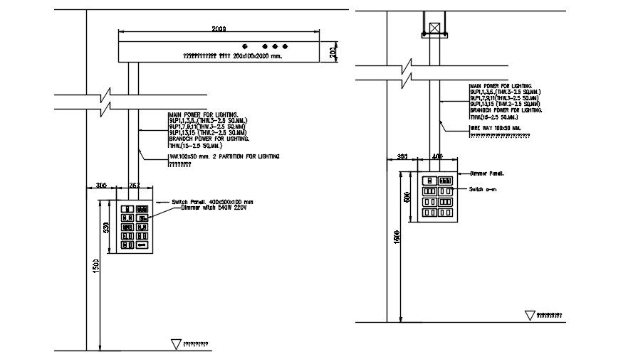 Switchboard panel section details are given in this AutoCAD 2D DWG drawing. Download the AutoCAD 2D DWG file.