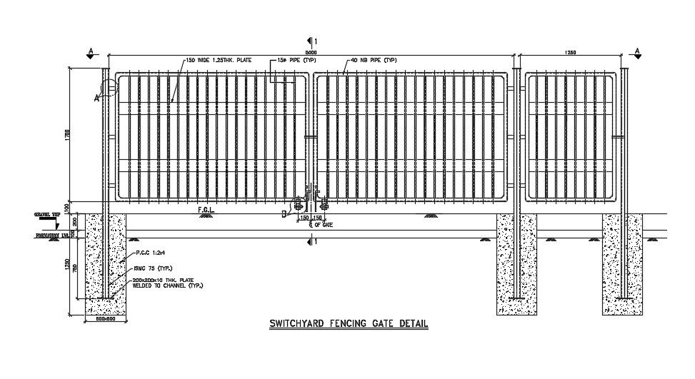 Switch-yard gate detail. Download cad dwg file | CADBULL