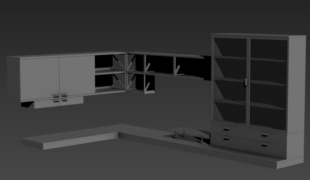 TV Showcase Furniture With Many Storage 3D MAX File