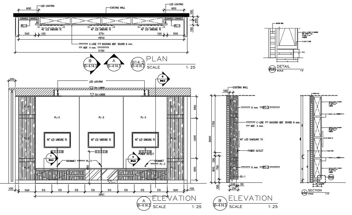 TV Unit AutoCAD File for Modern Interior Design Layouts