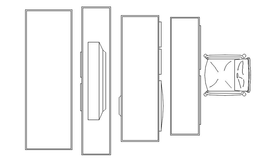 TV Stand and Console Unit 2D CAD Blocks in DWG Format