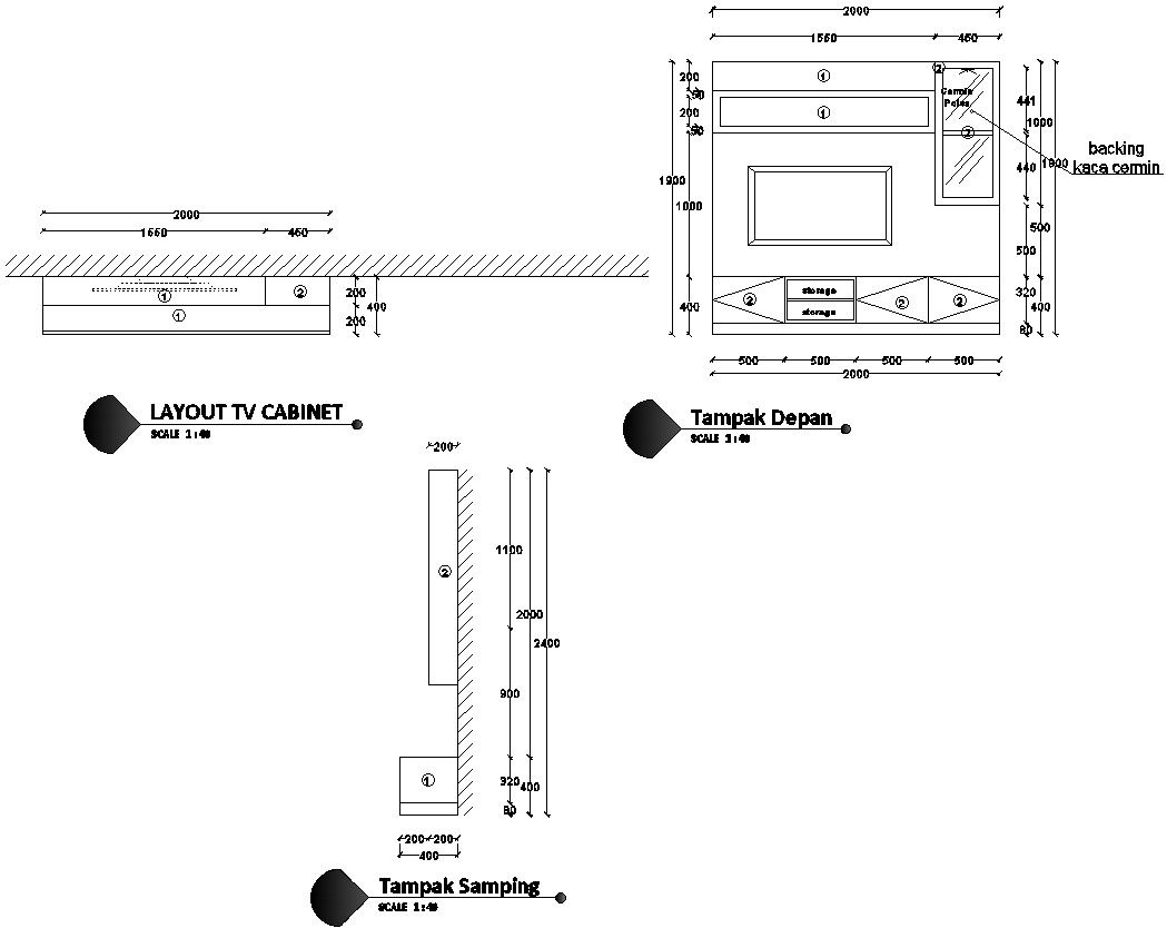 TV Unit Plan and Elevation CAD Design in AutoCAD Format
