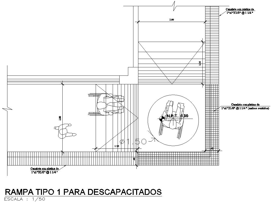 TYPE 1 RAMP FOR THE DISABLED in detail AutoCAD drawing, dwg file, CAD file
