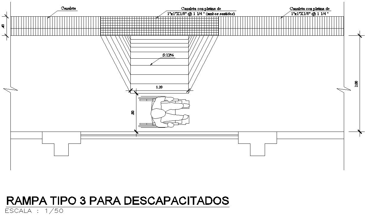 TYPE 3 RAMP FOR THE DISABLED in detail AutoCAD drawing, dwg file, CAD file