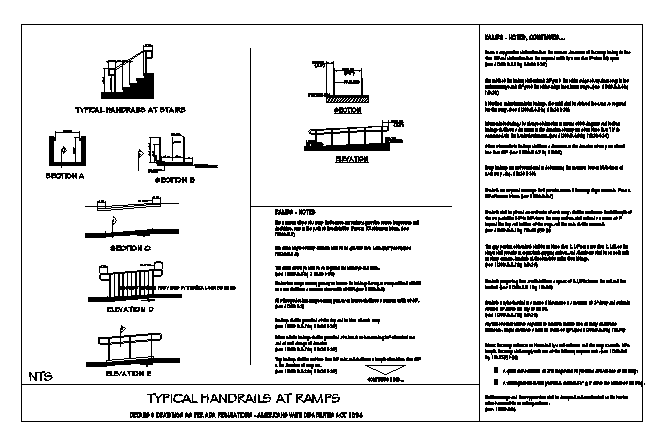 TYPICAL HANDRAILS AT RAMPS design drawing