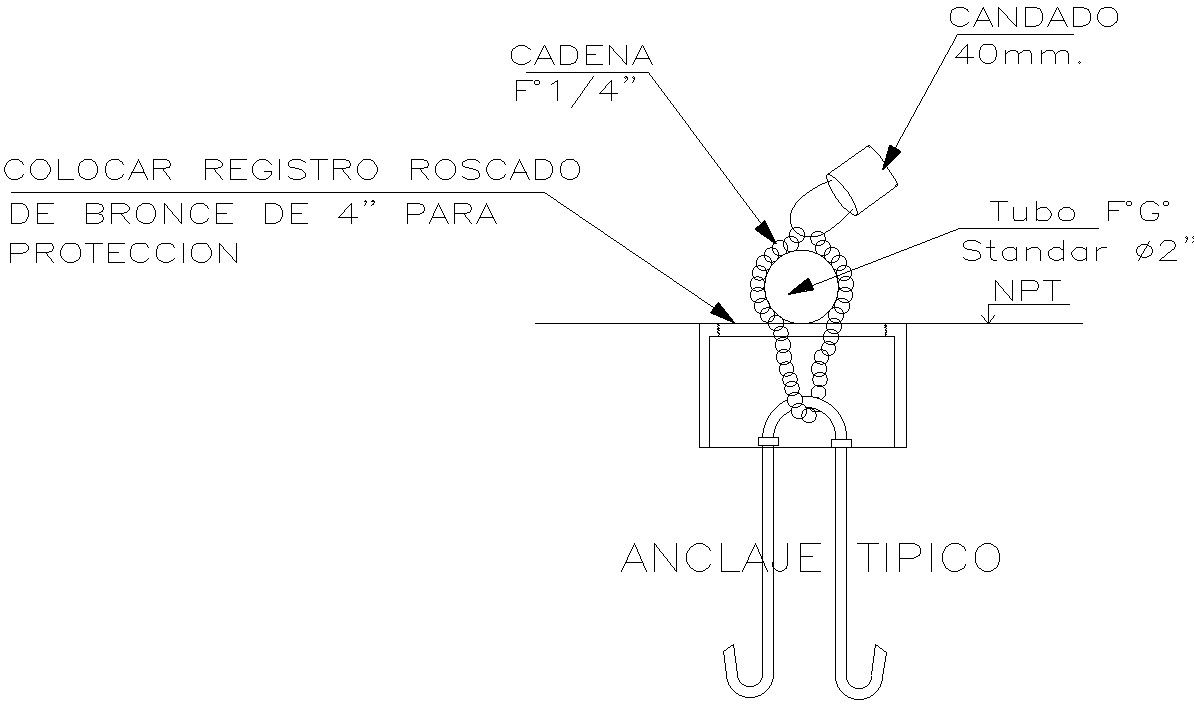 TYPICAL ANCHORAGE in detail AutoCAD drawing, CAD file, dwg file