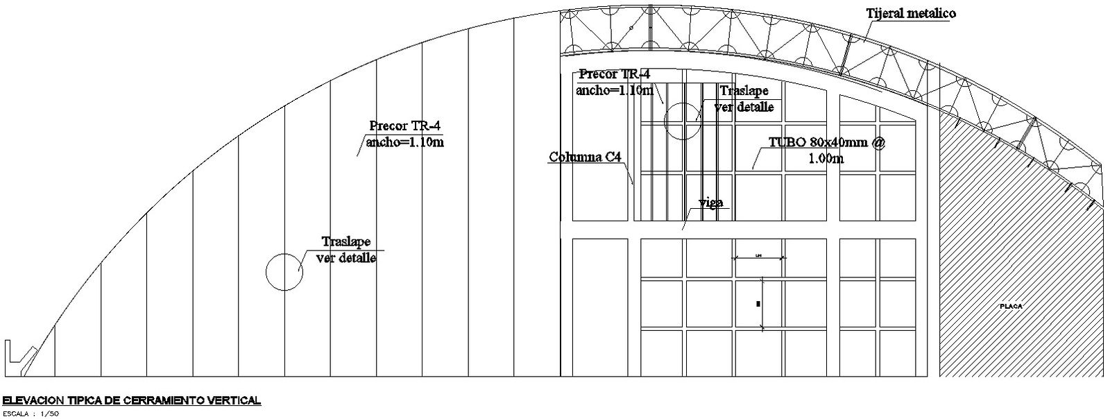 TYPICAL ELEVATION OF VERTICAL ENCLOSURE in detail AutoCAD drawing, dwg file, CAD file