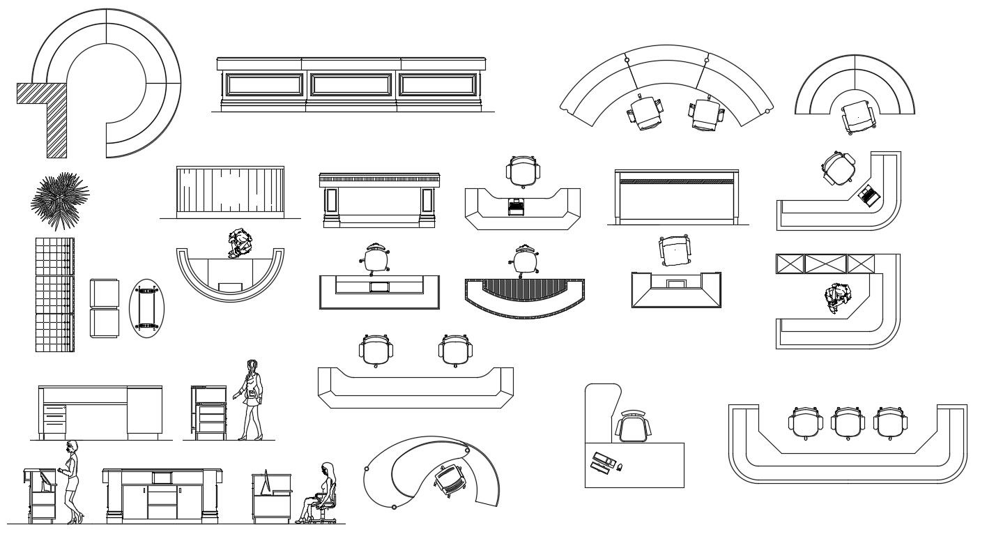 Table and chair furniture CAD block