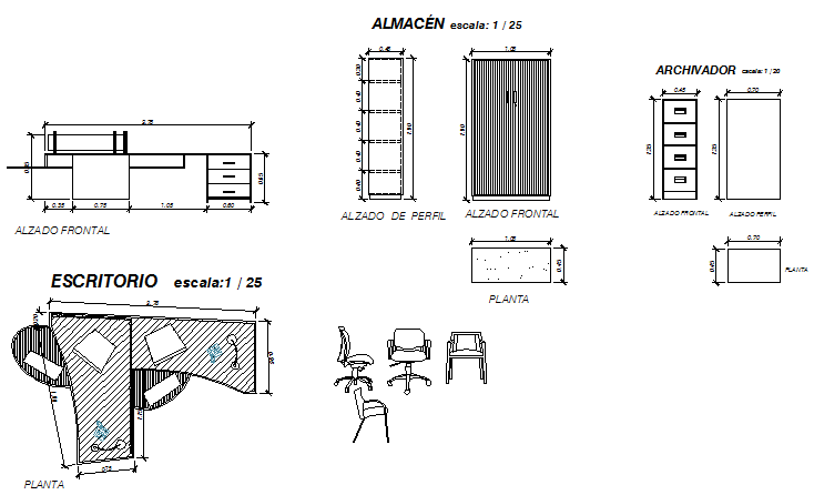 Table design drawing of furniture of offices used
