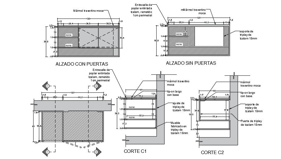 Table Plan with Elevation Drawing in AutoCAD DWG Format