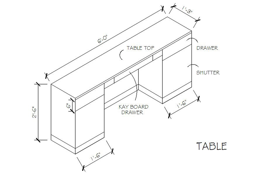Table drawing in detail AutoCAD drawing, dwg file, CAD file