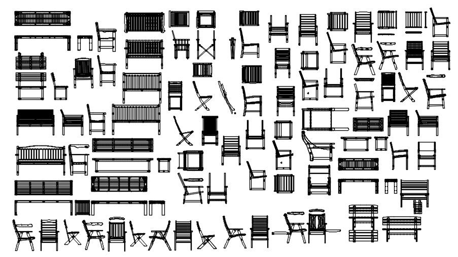 Tables and chairs design in AutoCAD 2D drawing, dwg file, CAD file