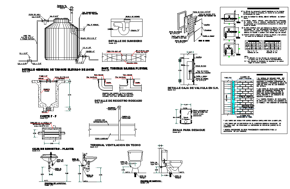 Tank elevation and section detail autocad file