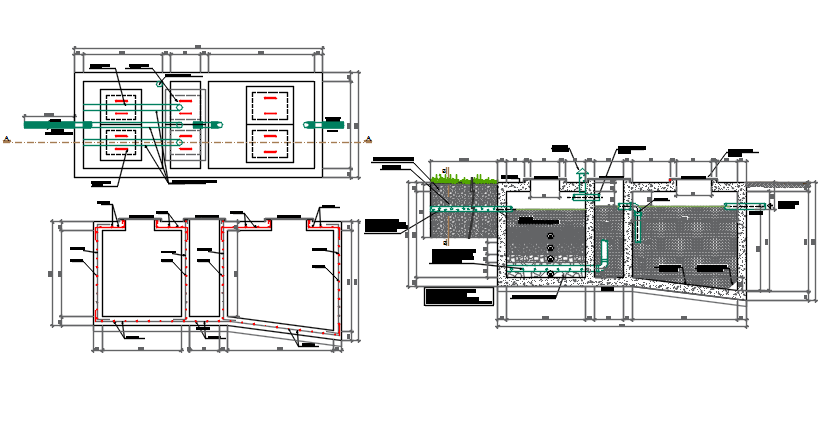 Tank elevation and section working plan detail dwg file