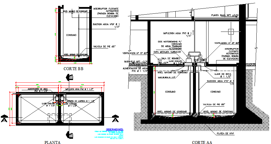 Tank of water pumbing