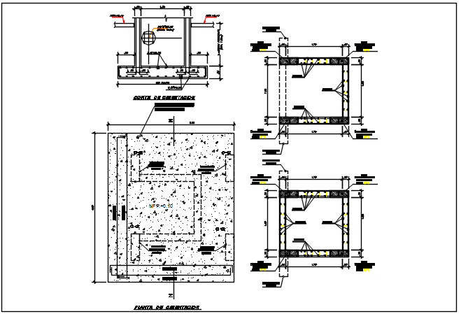 Tank plan, elevation and section detail dwg file