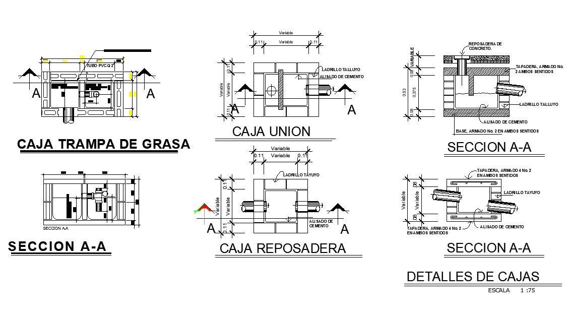 Tank plan and section detail autocad file