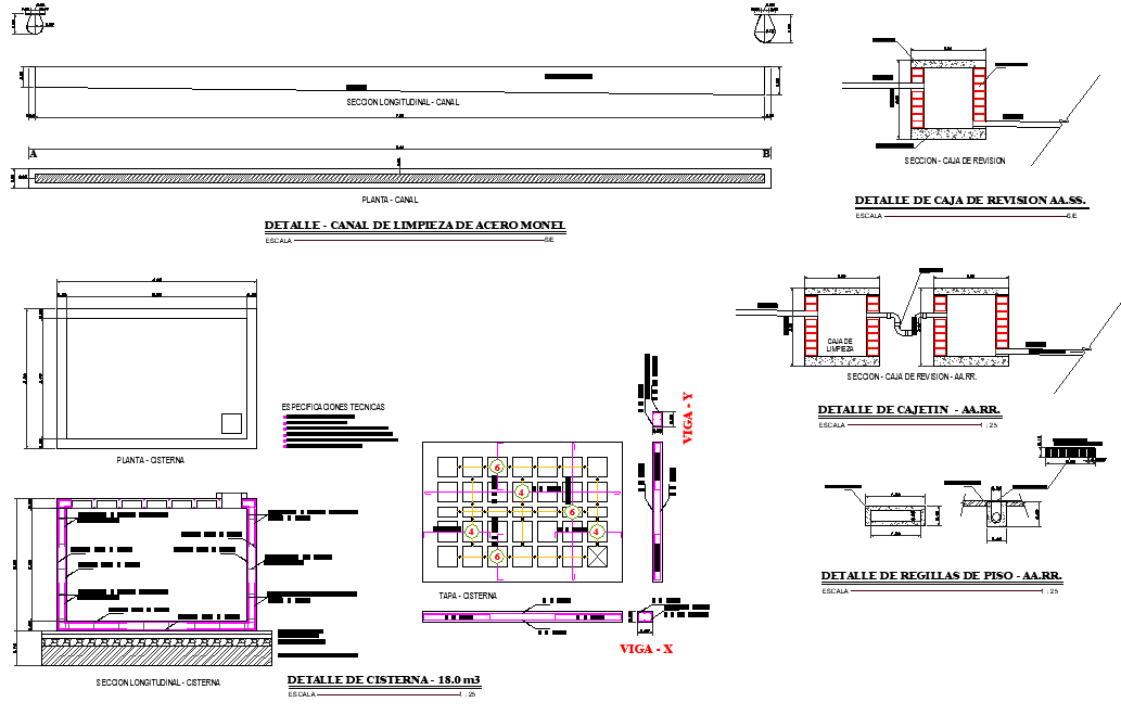 Tank plan and section detail dwg file