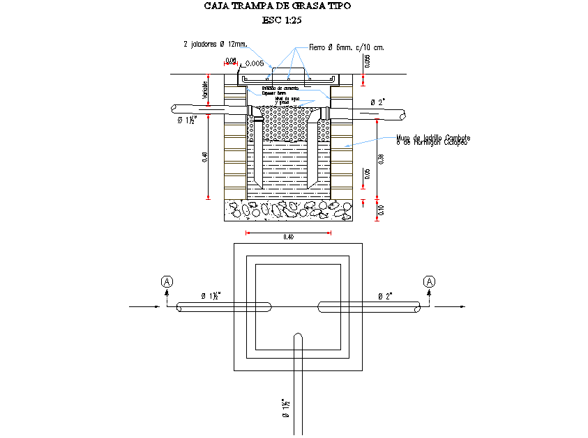 Tank plan and section detail dwg file