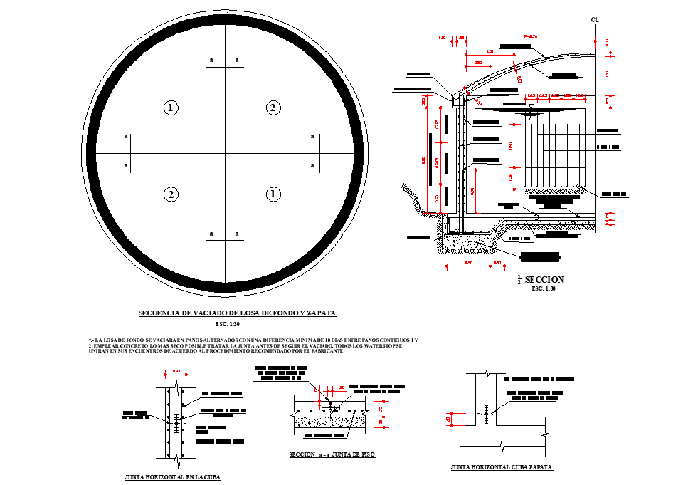 Tank plan and section detail dwg file