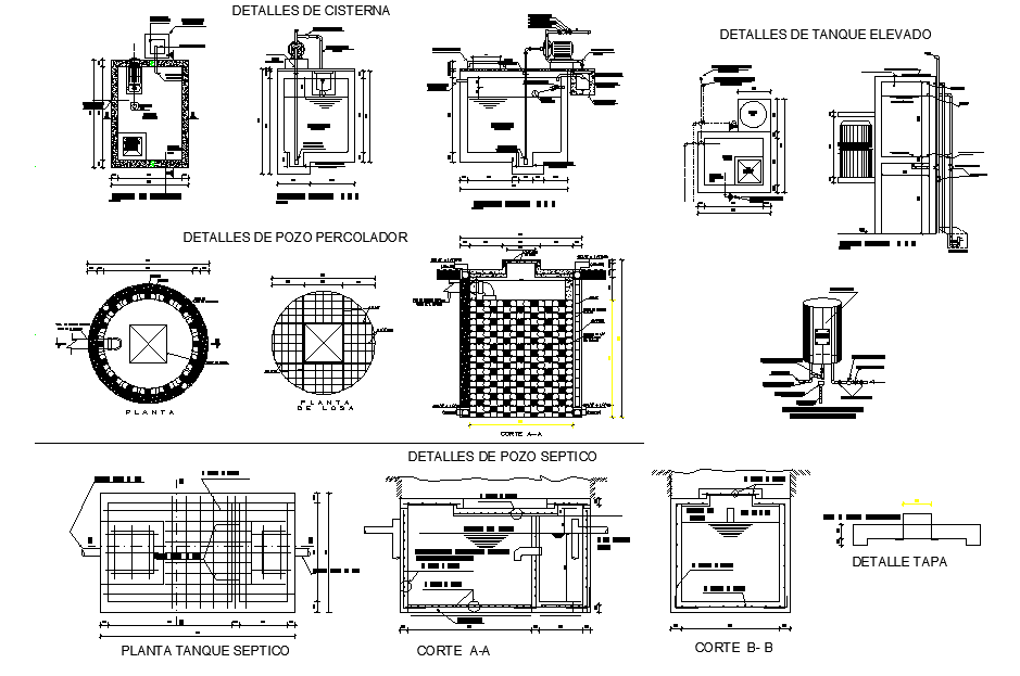 Tank plan and section detail dwg file