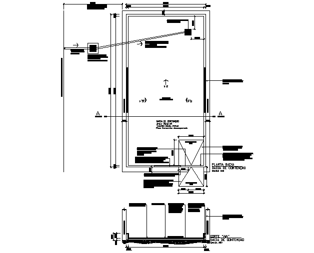 Tank project industrial plant plan and section detail dwg file