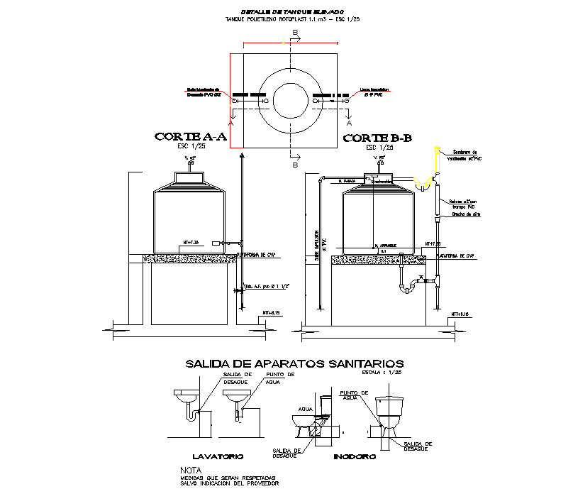 Tank section detail dwg file