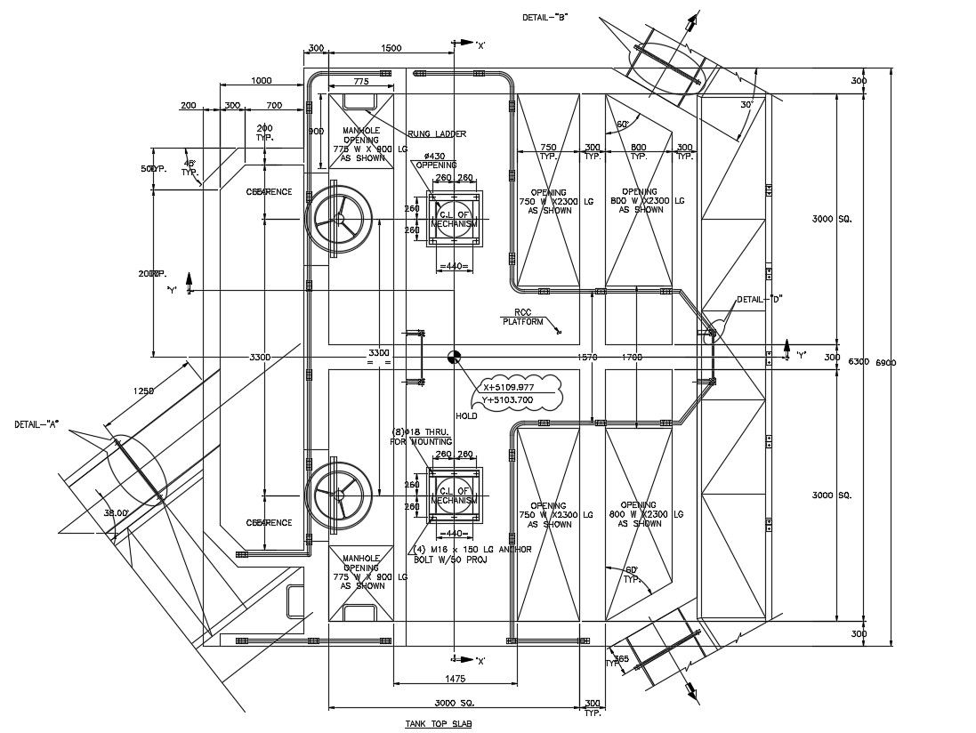 Tank Top Slab Plan AutoCAD Drawing Download DWG File