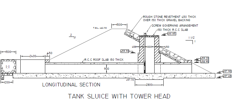 Tank Sluice With Tower Head Drawing DWG