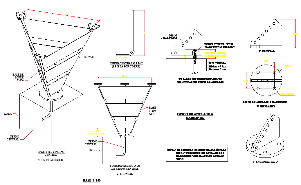 Telecommunications braced tower plan autocad file