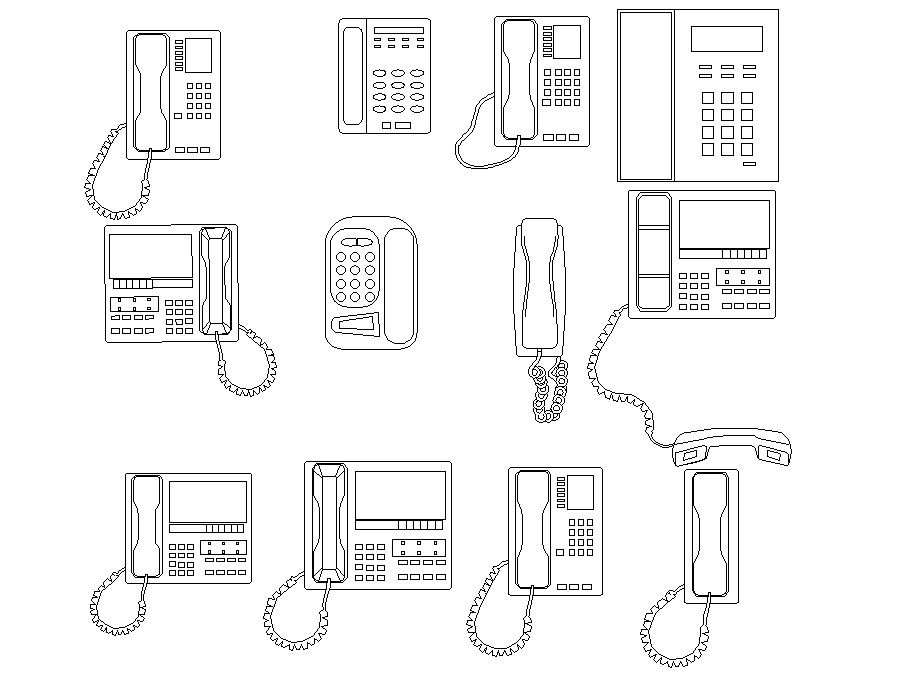 Telephone blocks elevation dwg file
