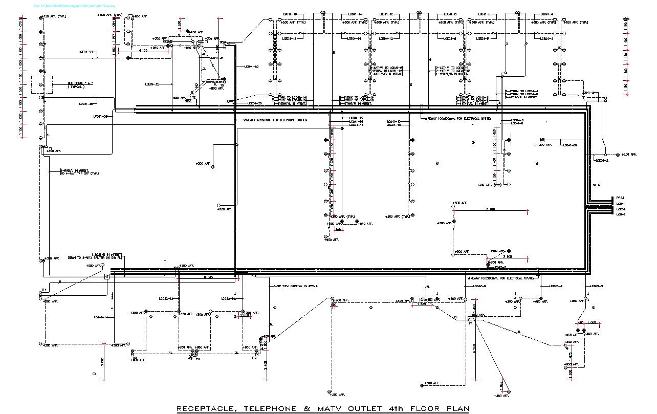 Telephone, Receptacle, and MA tv outlet typical section details are given in this 2d AutoCAD DWG drawing. Download the AutoCAD 2D DWG file.