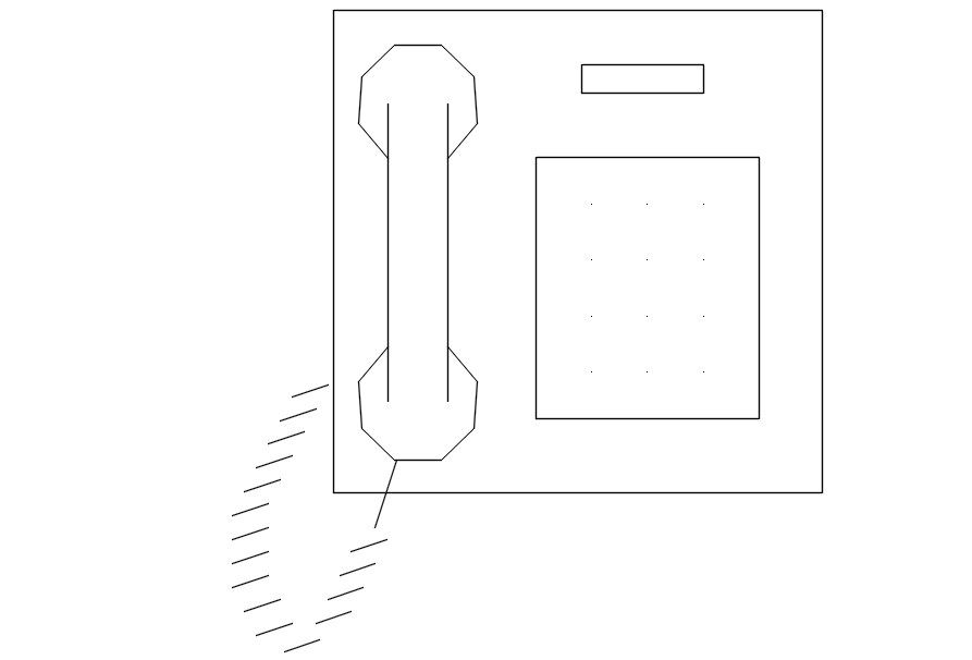Telephone block in AutoCAD, dwg file.