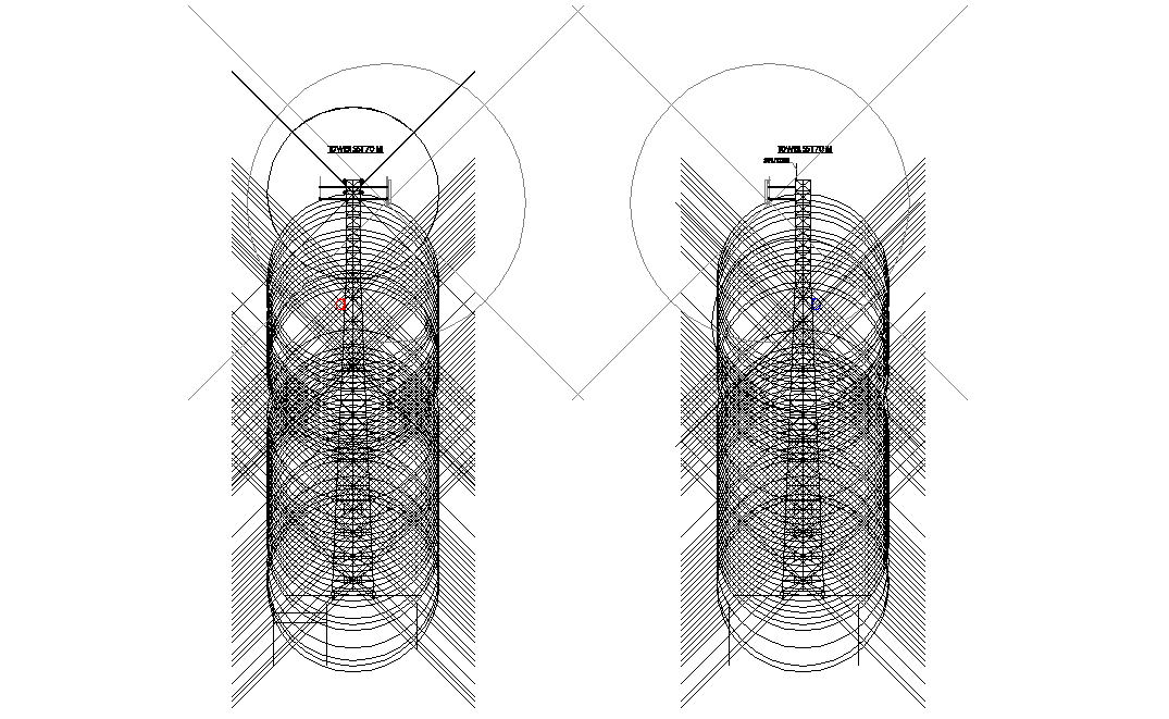 Telephone tower radiation signal detail drawing.Download Autocad DWG file.