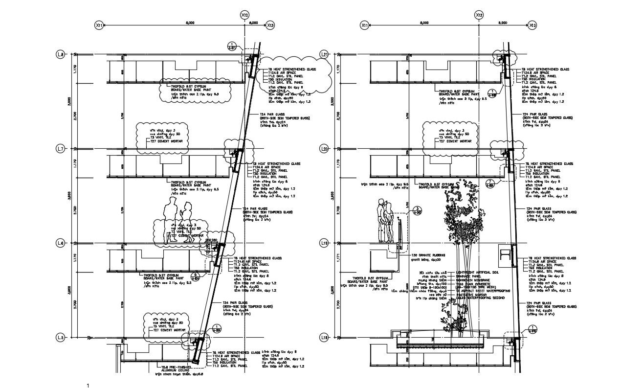 Tempered Glass Building Section Plan