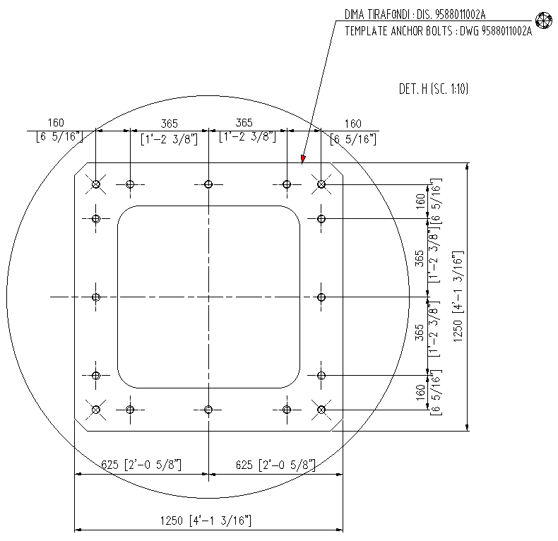 Template Anchor Bolts Section Detail DWG AutoCAD File