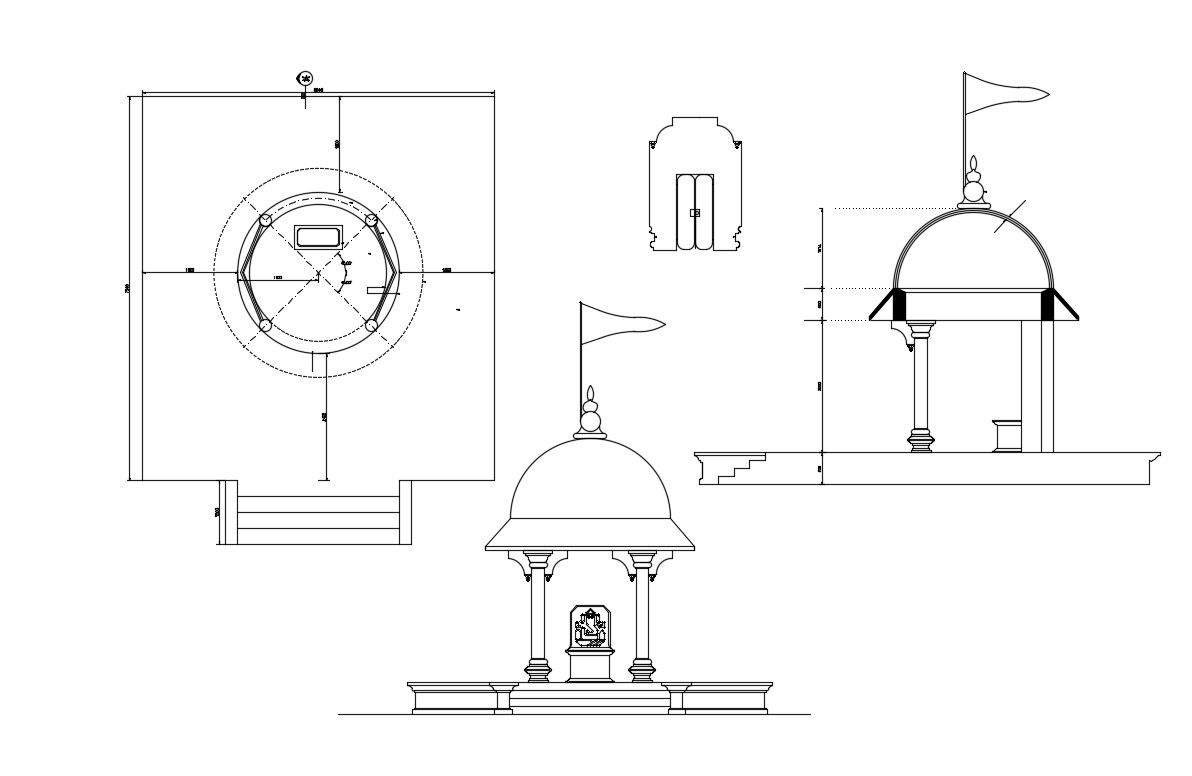 Temple Elevation Drawing CAD File