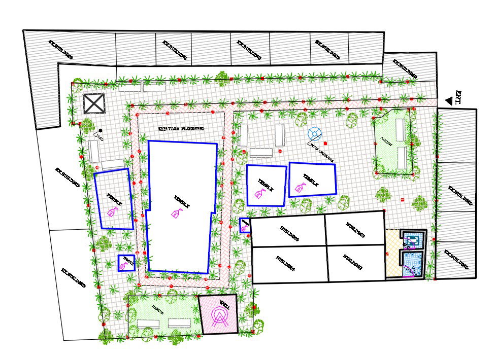 Temple Urban Planning DWG File