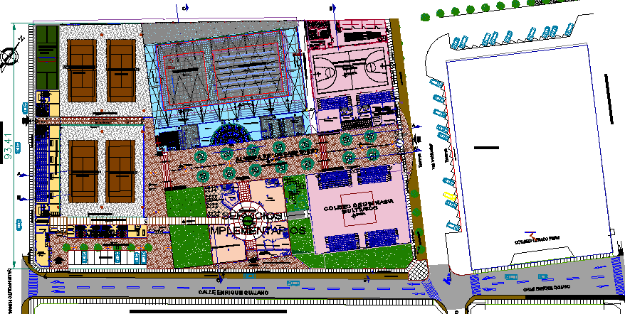 Tennis club and family sports center project dwg file