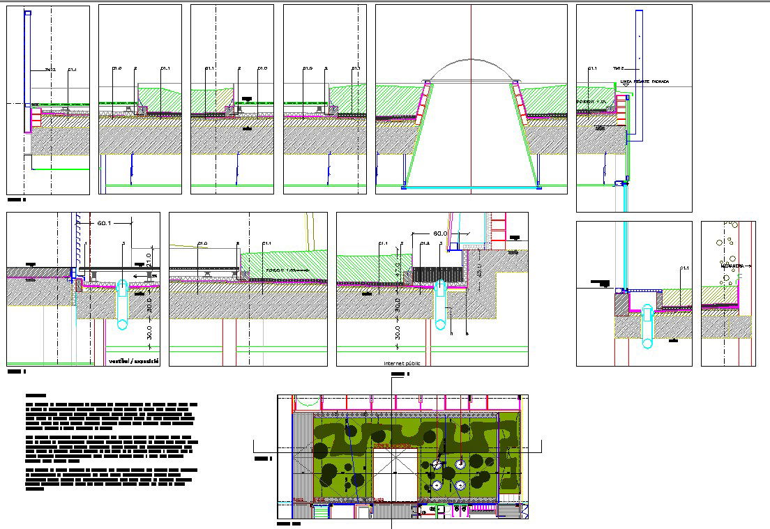 Terrace garden details on cad