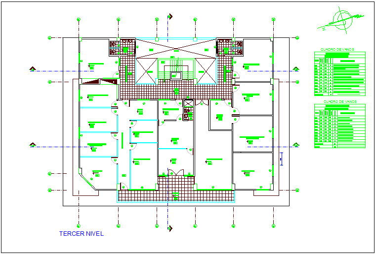 Terrace plan of government municipal building dwg file