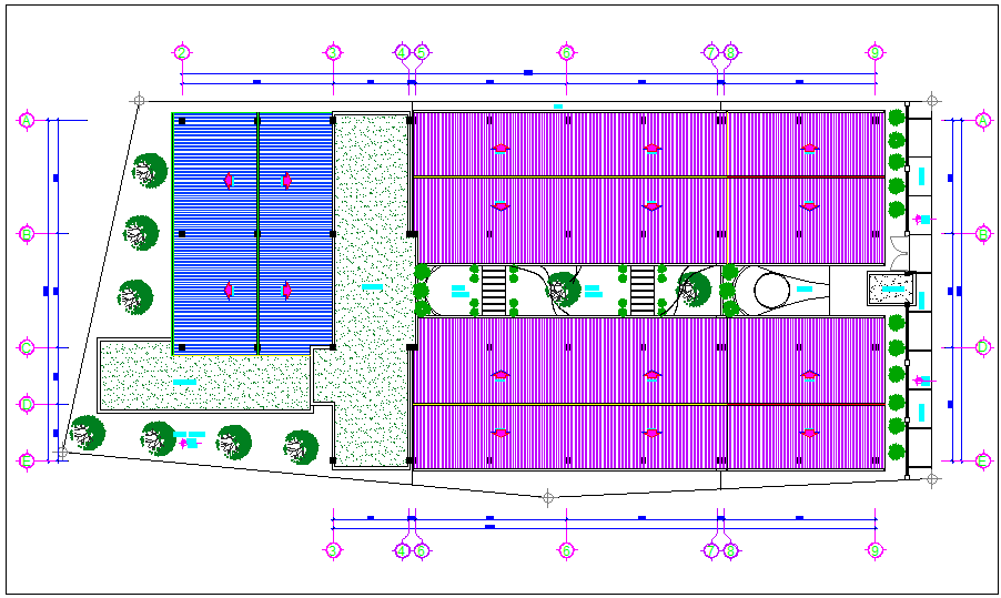 Terrace plan of school dwg file