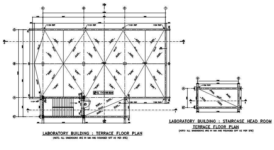 Terrace Floor Plan of a Laboratory Building. Download AutoCAD 2D file