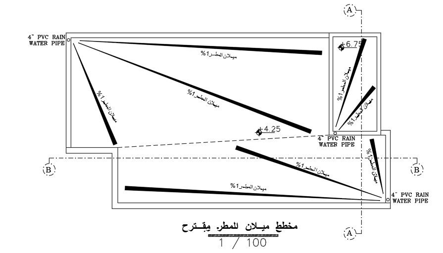 Terrace Layout 3 BHK House Plan CAD File