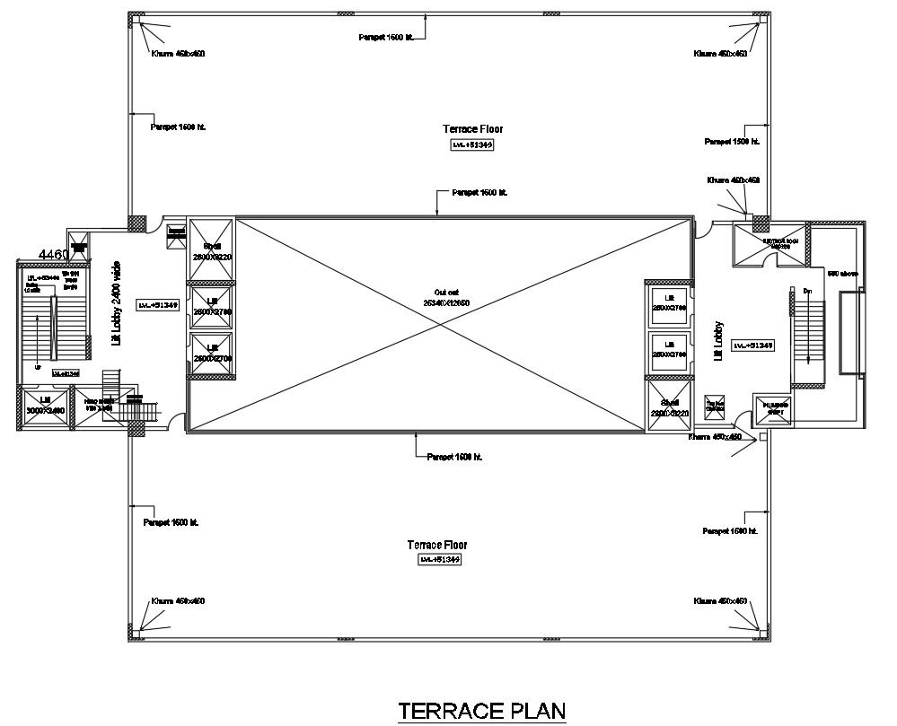 Terrace plan of IT workstation in AutoCAD 2D drawing, CAD file, dwg file