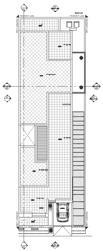 Terrace plan of luxurious bungalow with tile detail DWG autoCAD drawing