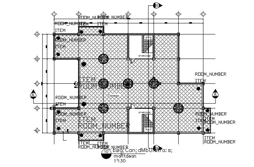 Terrace plan of multistorey building in AutoCAD 2D drawing, dwg file, CAD file